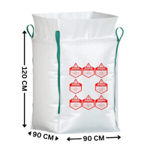 Bulk Bags – FIBC’s Big Bags – Dumpy Bags – Jumbo Bags – Mineral Wool  Sacks – 90x90x120 cm Top Construction Skirt & Bottom Construction Closed SWL 150kg SF5:1